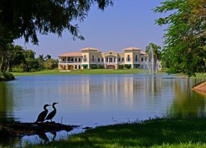 Lake and condos at Imperial Golf Estates in Naples, Florida
