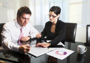 Young business people are working in the meeting room.