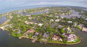 Aerial view of Naples, Florida waterfront homes in Port Royal.