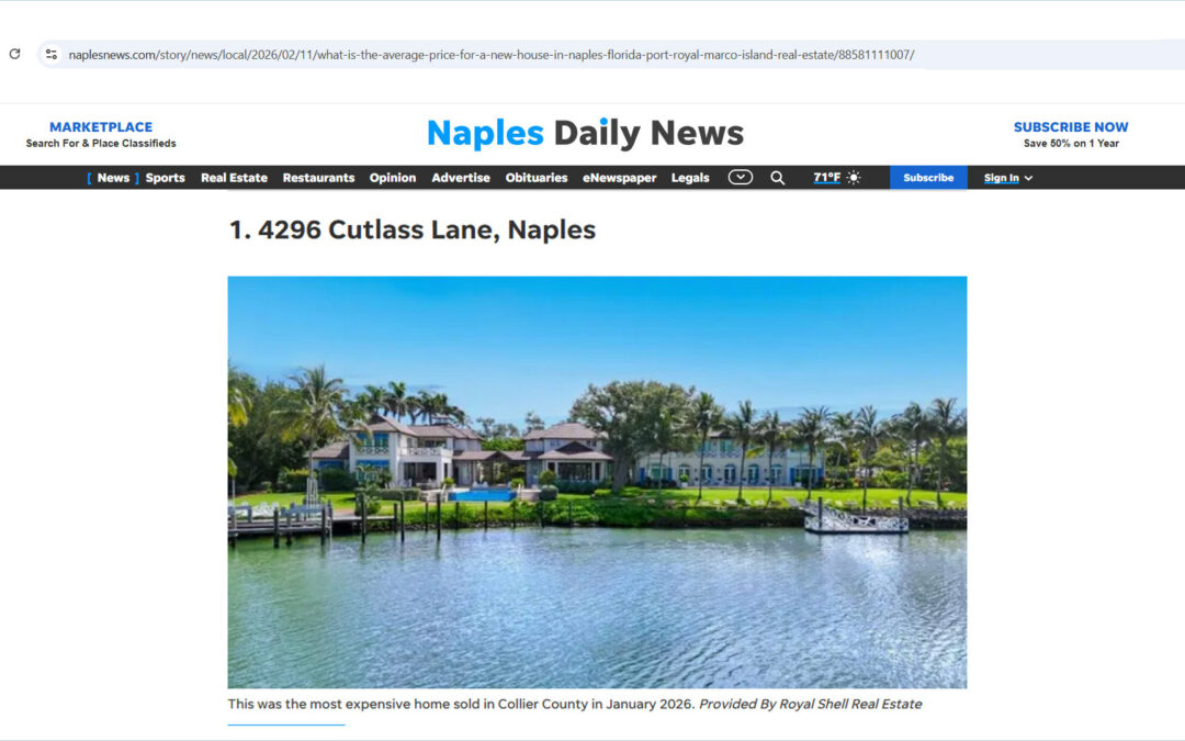 $55M Naples house tops January list of most expensive homes sold