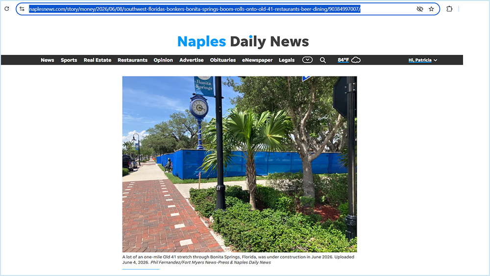 Mile of momentum. Old 41 rapid transformation reshapes downtown Bonita