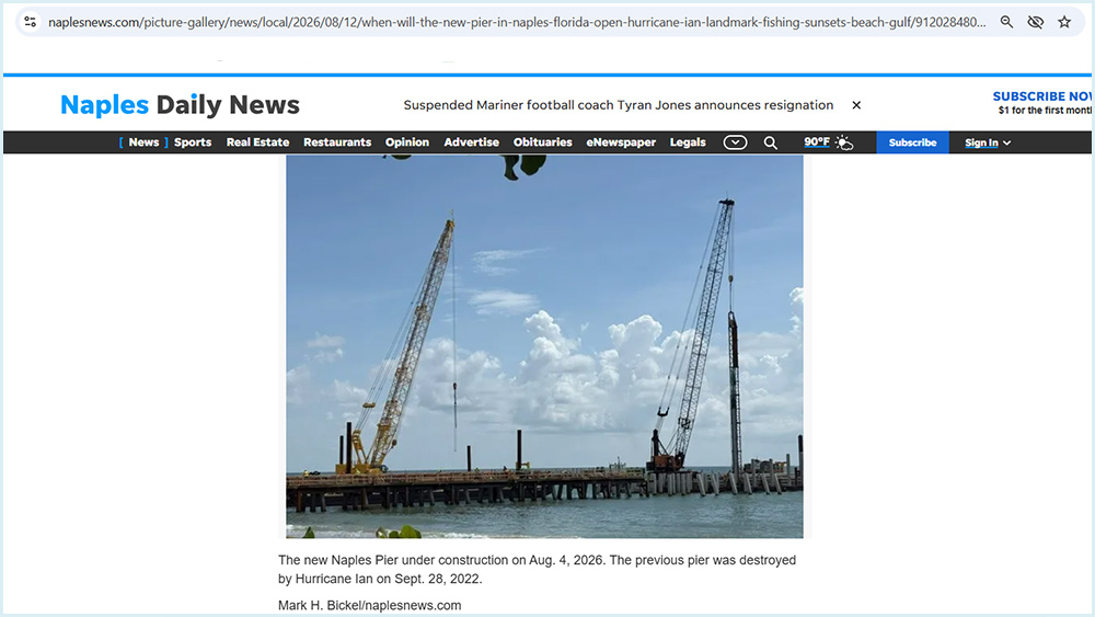 Naples Pier progress report: Construction site buzzing with activity