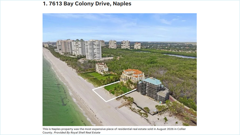 Real estate: Collier County’s Top-10 most expensive homes for August
