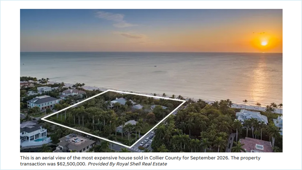 Naples house sold for $62.5M, No. 1 most expensive for September